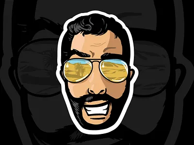 Twitch Emote Illustration - HaZeDProPH3t beard design digital emote hair illustration logo mascot streaming sunglasses twitch