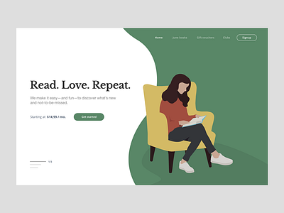 Book subscription website book illustration ui