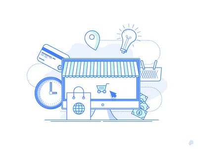 Online shoping 2d icon illustration line lineart lines shoping