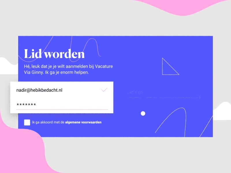 Registration animation job login logo pink registration ui ux vacancy website