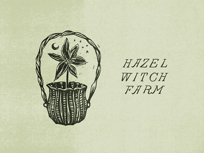 Hazel Witch Farm hand lettering illustration linocut logo mark