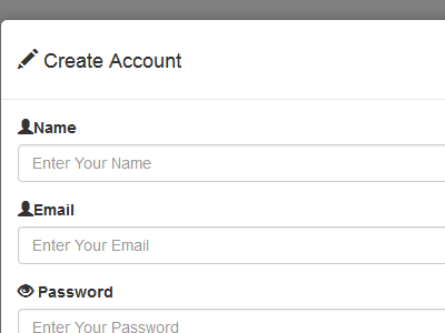 Create Acount form php user interface design