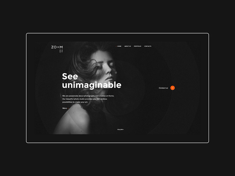 Z O o M - about clean creative minimal photo portrait studio uiux website zoom