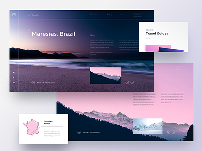 Travel blog concept 2 card concept country lander palette pastel travel ui ux