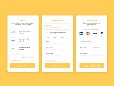Payment Process for crowdfunding charity company (WIP) crowdfunding design donate payment ui ux yellow