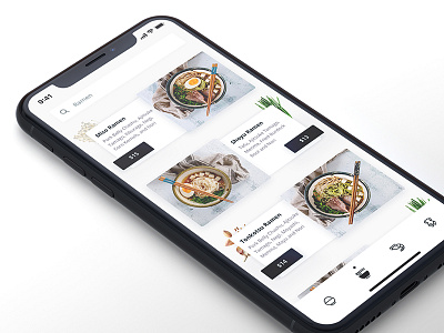 Ramen & Food App card food foodie ios japan menu ordering ramen