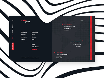 Collab Redesign - Footer black blue footer navigation red web website