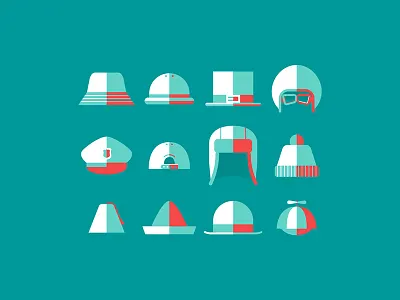 Hat Collection beanie collection design flat graphic hats helmet illustration motorcycle police