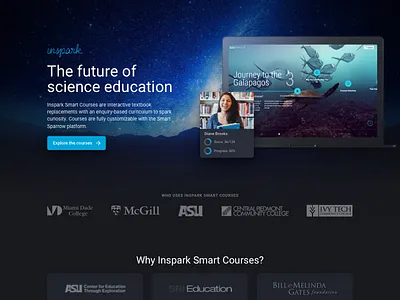 Science courses landing page course dark hero landing science web design