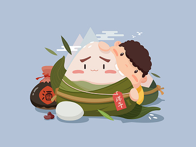 Dragon Boat Festival duck eggs festival illustration yellow wine zongzi