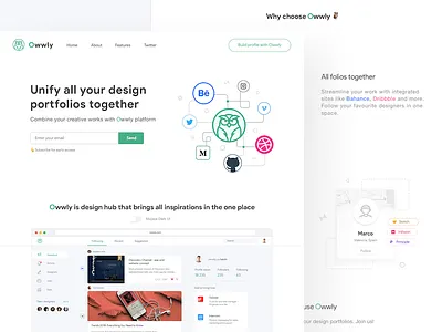 Owwly landing page interface landing mojave owl page ui ux web