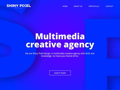 Website header - Creative agency blue background brand clean design creative agency graphic design landing page multimedia agency shiny pixel silviu vintila ui ux webdesign