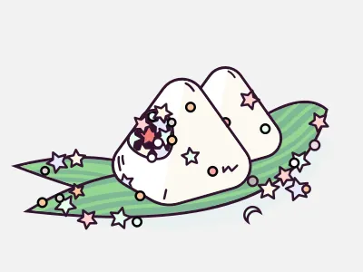Traditional Chinese rice-pudding with stars cute illustration sketch star the dragon boat festival traditional chinese rice pudding traditonal food