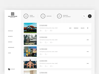 Collins Dashboard collins house dashboard design home house rent houses rent ui ui design ux