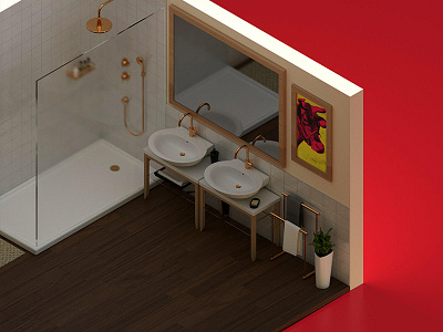 Isometric Bathroom 3d art directiom design