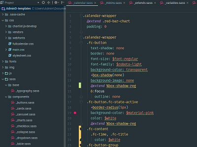 Sass Beauty dashboard fullcalendar material colors material theme sass webstorm