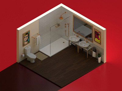 Isometric Bathroom 3d art directiom design