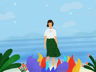 A good holiday illustrations，seaside