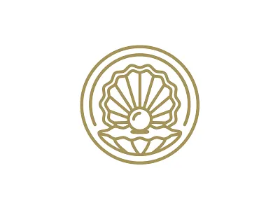 Oyster Logo flat golden icon logo oyster pearl seal shell