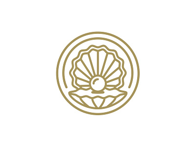 Oyster Logo flat golden icon logo oyster pearl seal shell