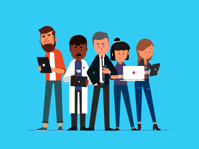 The team character group man people phone suit tablet vector woman