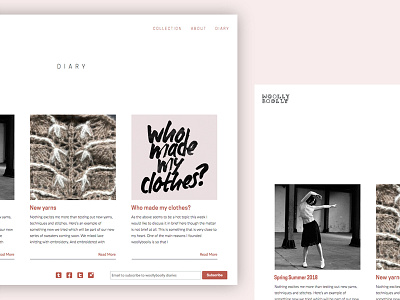 Woollyboolly Diary app black and white clean editorial fashion grid photographer ui ux web wordpress