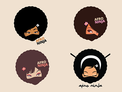 Afroninja stickers afro chic girl logo ninja party print sticker