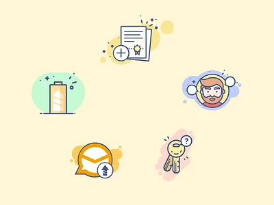 Mailing illustrations avatar energy graphic icon illustration key mailing material security set vector
