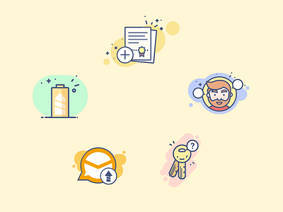 Mailing illustrations avatar energy graphic icon illustration key mailing material security set vector