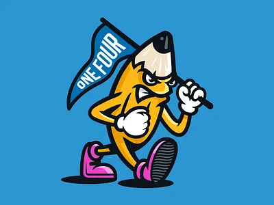 Studio One Four flag four illustration mascot one pencil studio team