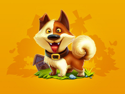 Farm dog animal artua character character design cure dog game art game design good boy icon illustration