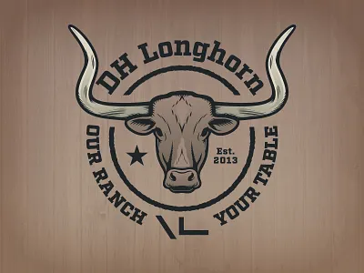 DH Longhorn Logo beef branding illustration logo longhorn