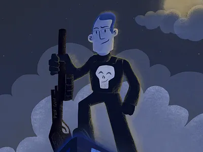 The PUNisher cartoon digital fathers day foster illustration procreate pun punisher skull texture