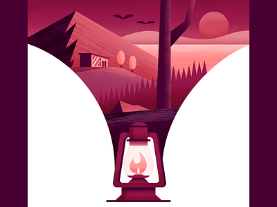 Lantern cabin illustration illustrator landscape lantern nature vector