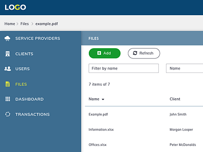 WIP - Dashboard blue bottons breadcrums design forms logo nav ui ux