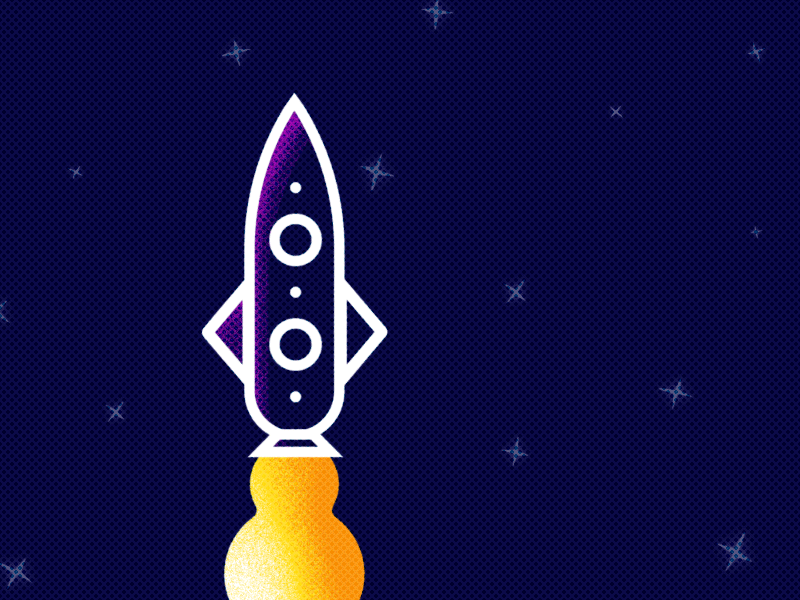 Rocket 2d 3d after effects animation design gif illustrator motion rocket smoke space stars
