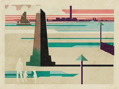 Crowstone at Chalkwell Beach beach chalkwell essex fendell posters london neil fendell river southend thames uk