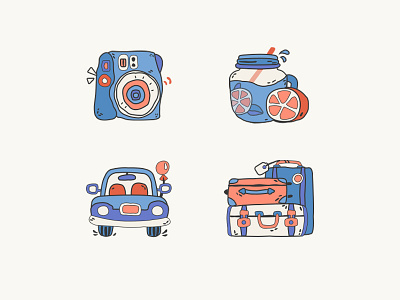 Travel Illustrations artwork camera car graphic icon iconography illustration juice luggage