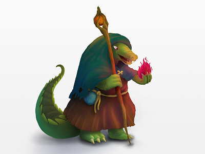 Wizard Croc character crocodile design fire magic photoshop sketchbook pro