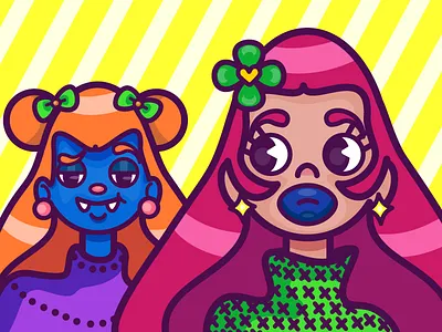 The girls artsy cartoon character colors digital illustration girl illustration illustrator pop vector