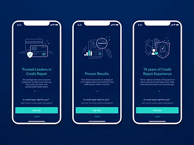 Onboarding app credit credit repair illustration mobile ui ux