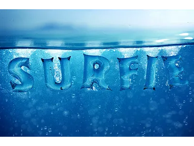 Surfie! 3D Render of inflated lettering 3d c4d cinema4d lettering photomanipulation photoshop render surf water