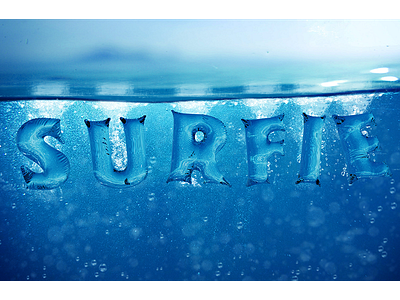 Surfie! 3D Render of inflated lettering 3d c4d cinema4d lettering photomanipulation photoshop render surf water