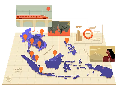 Spatial Storytelling asia illustration map singapore startup story storytelling vector