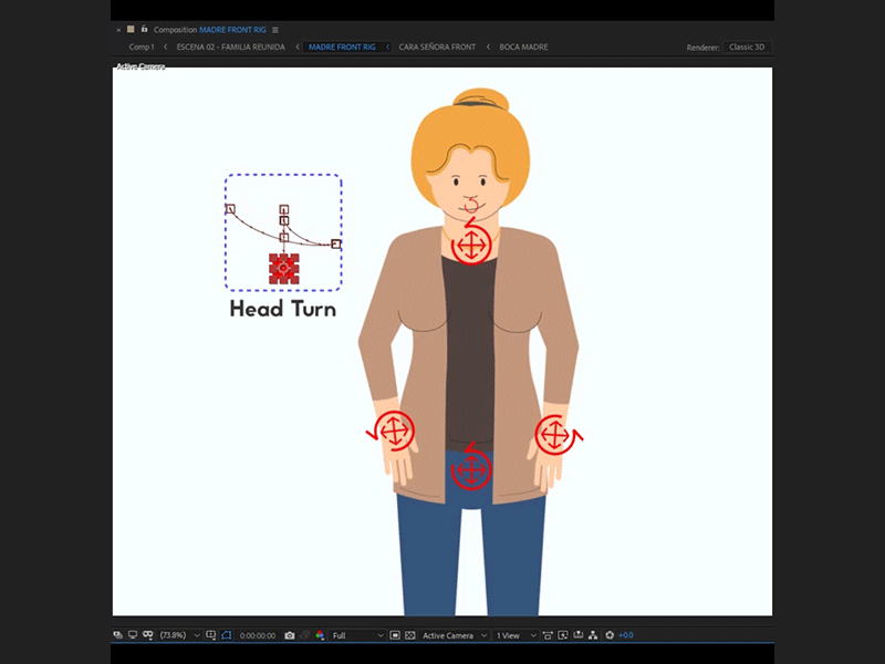 Mom Rig 2d after effects animation character animation character rigging girl joysticks n sliders process