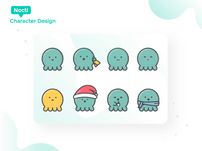 Nocti - Character Design app character color cute design emoji icon illustration kawaii vector