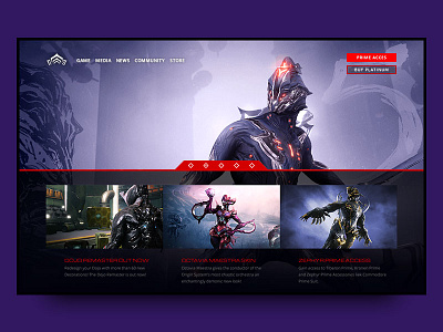 Warframe Website reskin concept design digital extreams drupal grid interface m4terial slider system warframe web design wf