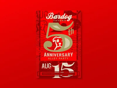 Bardog Tavern Poster bar event gold numbers poster red tavern type typography