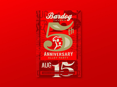 Bardog Tavern Poster bar event gold numbers poster red tavern type typography