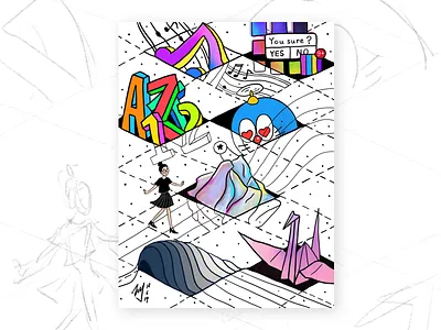 Finding order in chaos design feelings gradient grid illustration procreate